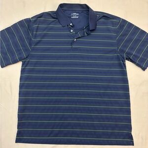 PGA Tour Men's Navy and Lime Striped Golf Polo Shirt Size XL